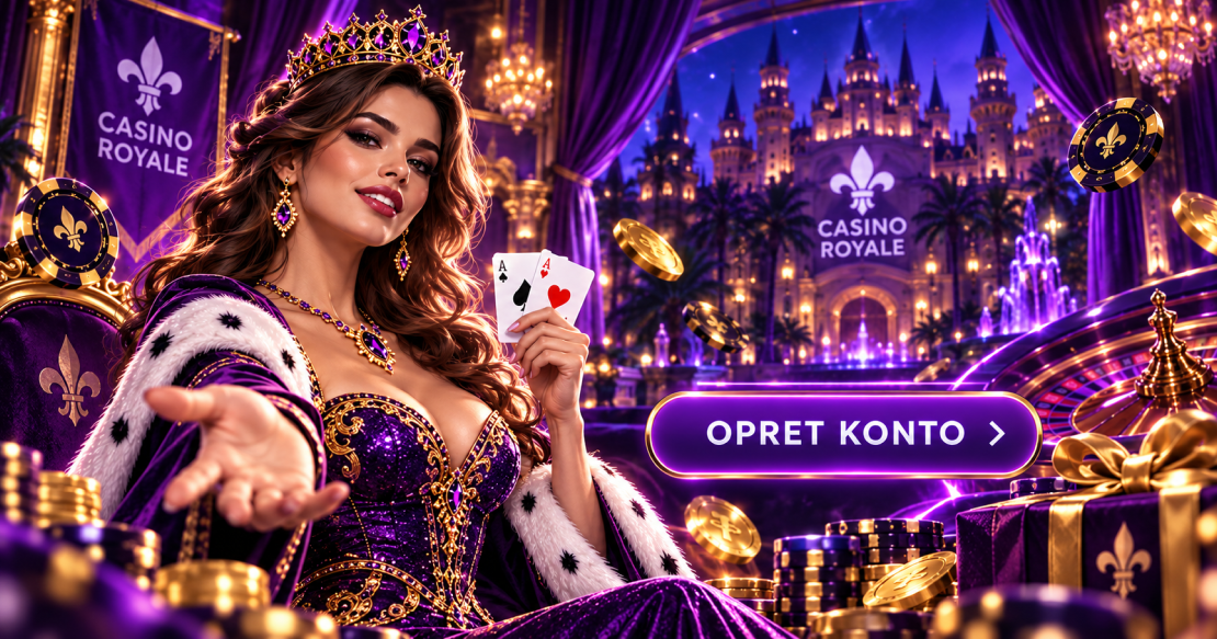 Casino Royale registrering med kongeligt casino-tema og knappen Opret konto